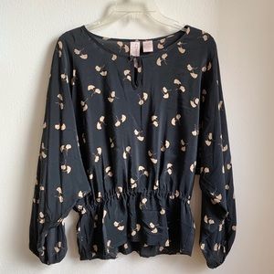 NWOT Gemma silk print peplum blouse